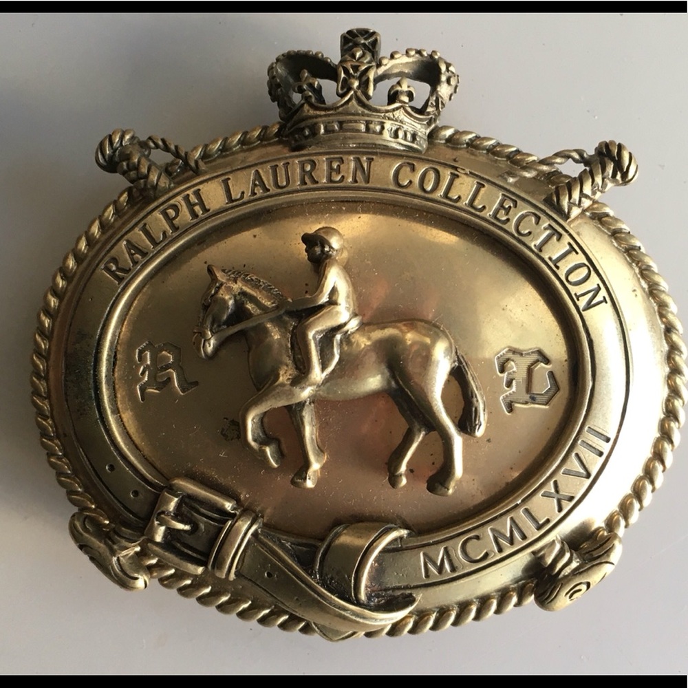 Ralph Lauren Collection Solid Brass Plaque Buckle
